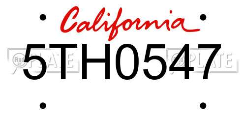 5TH0547 California License Plate