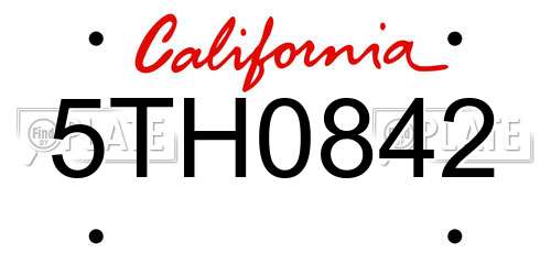 5TH0842 California License Plate