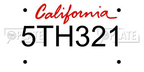 5TH321 California License Plate