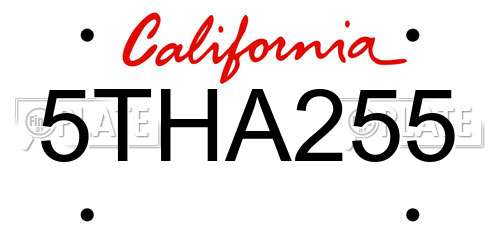 5THA255 California License Plate