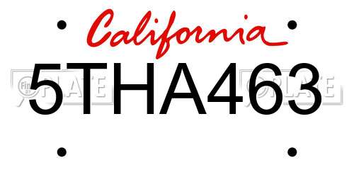 5THA463 California License Plate