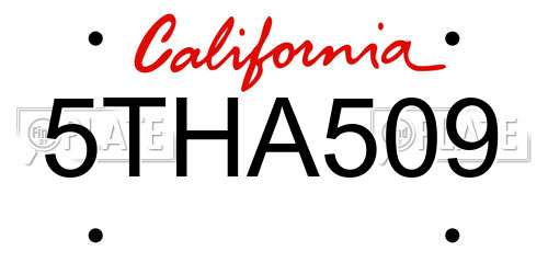 5THA509 California License Plate