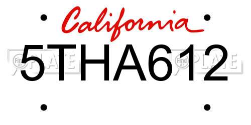5THA612 California License Plate