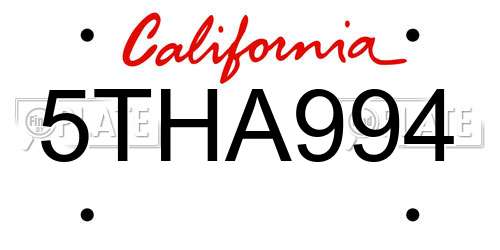 5THA994 California License Plate