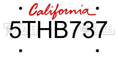 5THB737 California License Plate