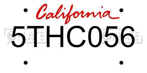 5THC056 California License Plate