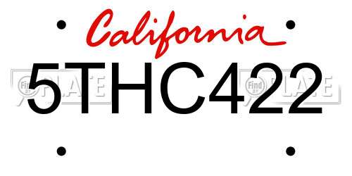 5THC422 California License Plate