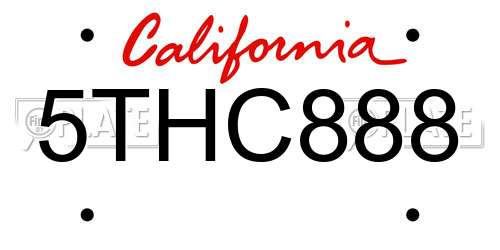 5THC888 California License Plate