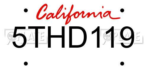 5THD119 California License Plate