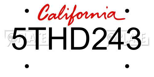 5THD243 California License Plate