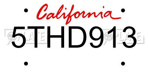 5THD913 California License Plate
