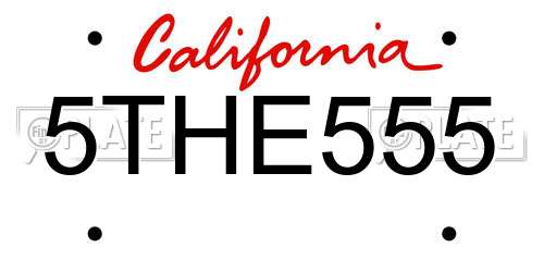 5THE555 California License Plate