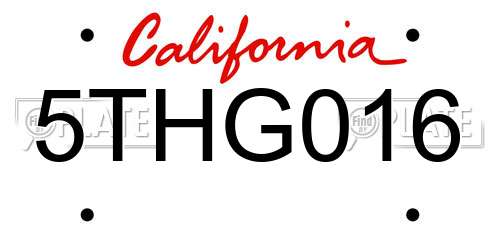 5THG016 California License Plate