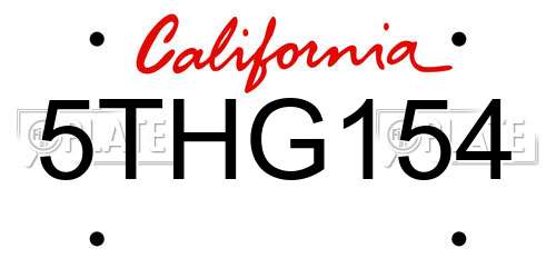 5THG154 California License Plate