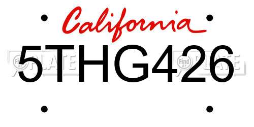 5THG426 California License Plate