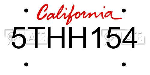 5THH154 California License Plate
