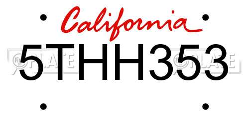 5THH353 California License Plate