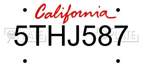 5THJ587 California License Plate