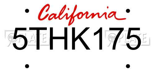 5THK175 California License Plate