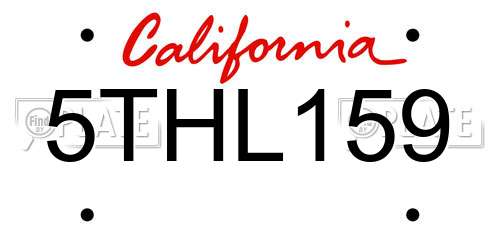 5THL159 California License Plate