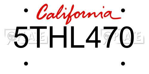 5THL470 California License Plate