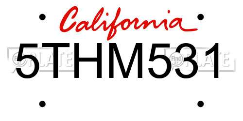 5THM531 California License Plate