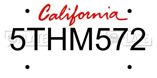 5THM572 California License Plate