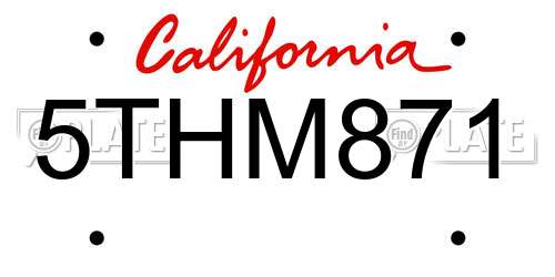 5THM871 California License Plate