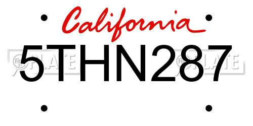 5THN287 California License Plate