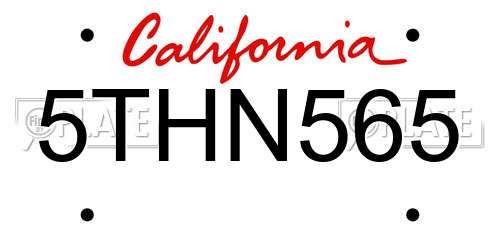 5THN565 California License Plate