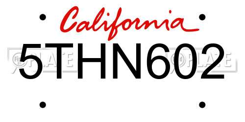 5THN602 California License Plate