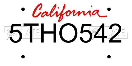 5THO542 California License Plate