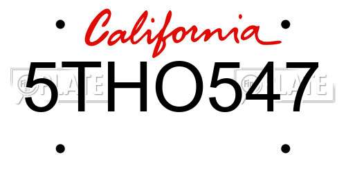 5THO547 California License Plate
