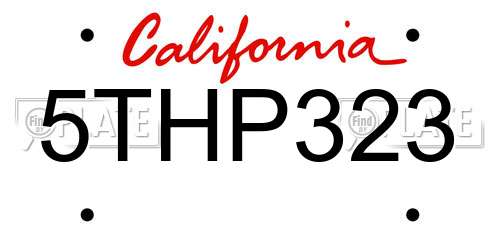 5THP323 California License Plate