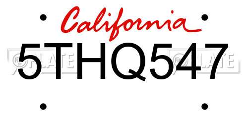 5THQ547 California License Plate