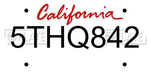5THQ842 California License Plate