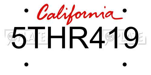 5THR419 California License Plate