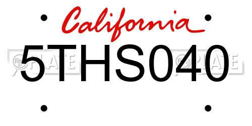 5THS040 California License Plate