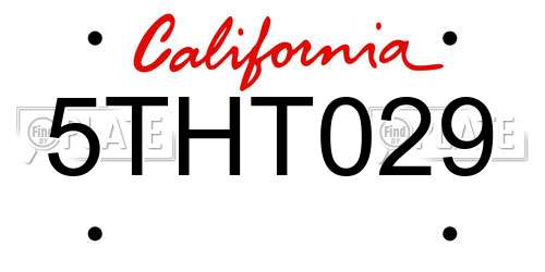 5THT029 California License Plate