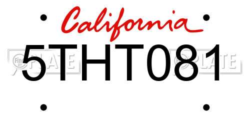 5THT081 California License Plate