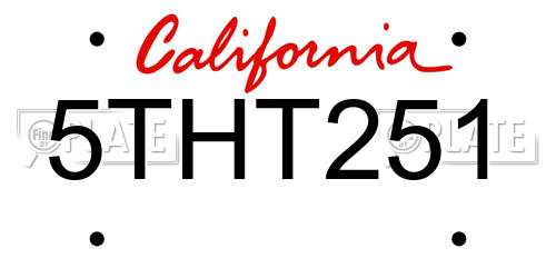 5THT251 California License Plate