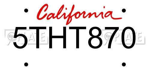 5THT870 California License Plate