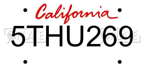 5THU269 California License Plate