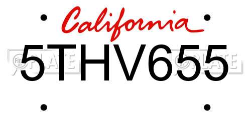 5THV655 California License Plate