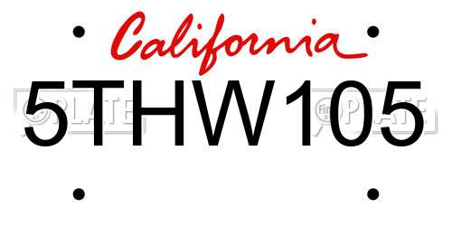 5THW105 California License Plate