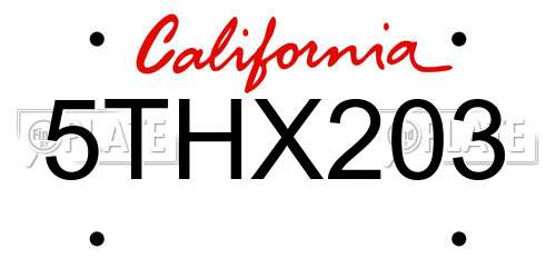 5THX203 California License Plate
