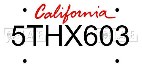 5THX603 California License Plate