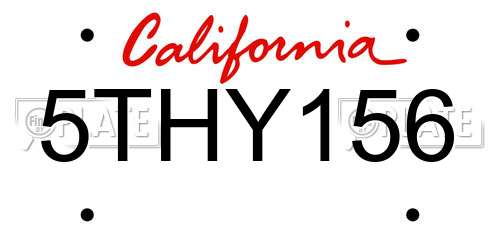 5THY156 California License Plate