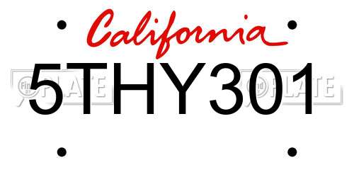 5THY301 California License Plate