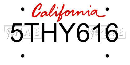 5THY616 California License Plate